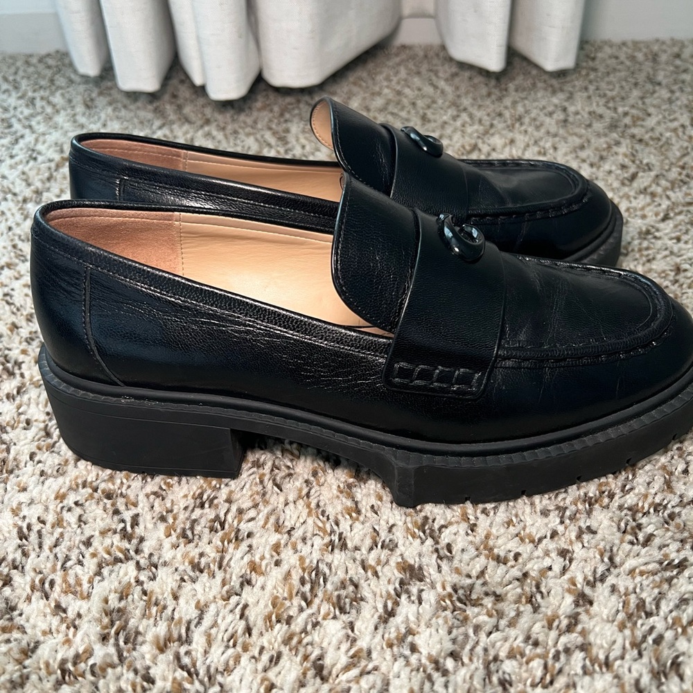 Coach Women’s Leah Black Leather Loafers - Picture 2 of 6